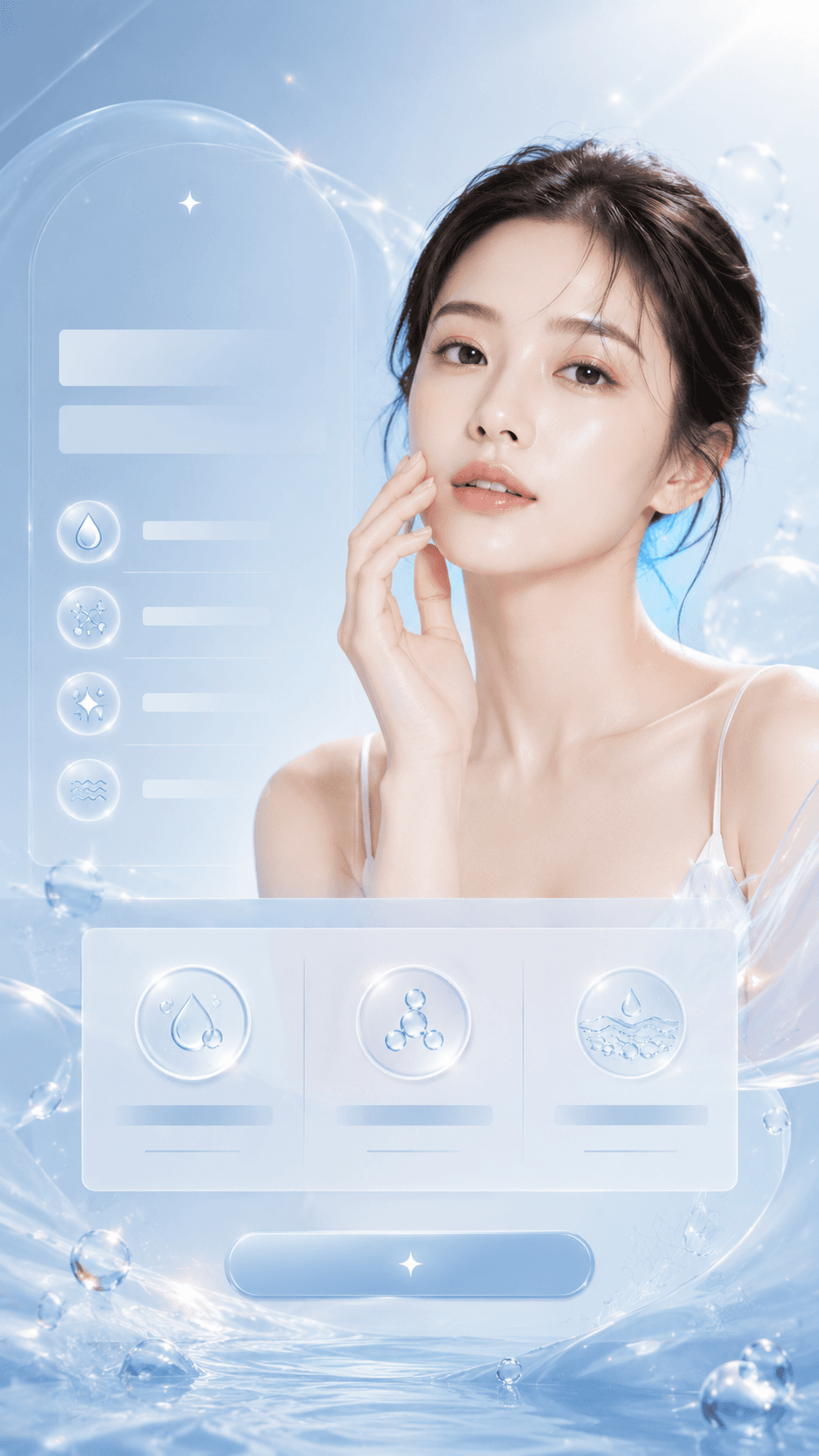 水光清透 · 补水焕肤模板预览